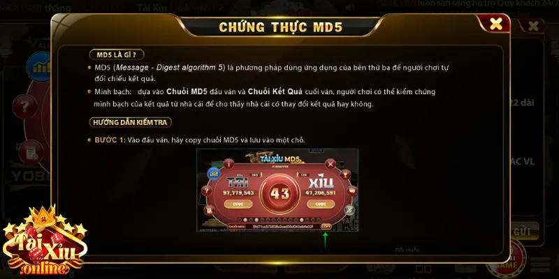 Giao diện của tai xiu MD5
